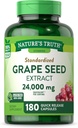 Nature's Truth Grape Seed Extract 24,000 mg – 180 Cápsulas – Suplemento padronizado – Fórmula Livre de Não-GMO e Glúten