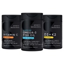 Sports Research 1250 mg Omega 3 Óleo de peixe arroto - Wild Alaskan Pollock - (90 Conde), alta potência Vegan Vitamina C 1000mg (240 Conde) + Vegan 5000iu Vitamina D com 100mcg Mk7 Vitamina K (60 Conde)