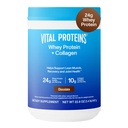 Proteínas Vitais Whey Protein Powder+ Colágeno Peptídeos, 24g Protein Supporting Recovery & Joint Health, com vitamina C, cerca de 16 Servings - Chocolate 22.8 oz