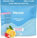 Nectar Energia Booster - Cafeína orgânica, B12 & Eletrolíticos - Sugar Free & Zero Caloria – Café saudável, Energia Beber & Soda Alternativa – Hydration & Energy Supplement (Straw. Limonada 18 Packets)
