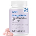 Curador de hidrocloreto de fexofenadina 180mg (200 comprimidos) Não Drowsy Alergia Medicação - 24 horas todo o dia Alergia alívio para Nariz Runny, Itchy Olhos, & Garganta - Alergia Alergia Relief Tablets (200 contagem)