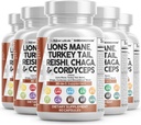 Nutracêuticos limpos Leões Mane 20in1 Suplemento de cogumelos com Turquia cauda Reishi Cordyceps Chaga Maitake Meshima Poria Cocos Shiitake Oyster Porcini Enoki (5)