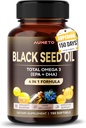 Óleo de semente preta orgânica - 150 Softgel - 100% frio Pressionado Fonte de Omega 3 (EPA + DPA) - Pele, cabelo, suporte imunológico (150 Contagem de 1)