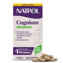 Memória de Natrol Cognium, Suplementos de Saúde do Cérebro para Adultos, Suplemento dietético para Saúde do Cérebro e clinicamente mostrado para melhorar a memória e lembrar em adultos saudáveis, 60 comprimidos, até uma fonte de 30 dias