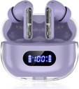 Earbuds sem fio roxo P1 PRO, fones de ouvido Auscultadores Bluetooth sem fio com microfones de chamada clara Ear Buds, Fit confortável, IPX7 Waterproof Long Battery Life, 30H Playtime para treino desportivo