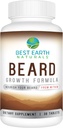 Melhor Fórmula de Crescimento de Barba Natural da Terra para Homens Vitaminas, Nutrientes, Biotina, Serra Palmetto, e PABA para o Crescimento Facial do Cabelo 30 Contagem