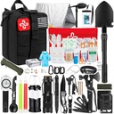 Kit de sobrevivência, 250Pcs Kit de primeiros socorros de equipamentos de sobrevivência com sistema Molle saco compatível e Tenda de emergência, Kit de emergência para terremoto, Aventura ao ar livre, Caminhadas, Caça, Presentes para homens mulheres