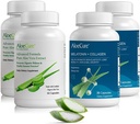 AloeCure Organic Aloe Vera Cápsulas Embalagem - 4 Peças - 2 x Melatonina + Colágeno, 2 x Aloe Vera Cápsulas