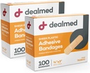 Dealmed Sheer plástico bandagens flexíveis de adesivo – 100 contagem (2 pacote) bandagens com pad não-fiscal, Látex livre, cuidado de ferida para kit de primeiros socorros, 3" x 3/4"