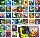 Hebayy 36 par animal correspondência memória flash cards jogo para crianças, pré-escola, jardim de infância e casa. Apagável, Diversão & Rápido, Viajar amigável, Edifício de habilidades. Tamanho 2” x 2”(5 x 5 cm)