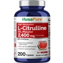 NusaPure L-Citrulina 2.400mg 200 Comprimidos Vegetarianos (Não-GMO, Sem Glúten, Fornecimento de 100 dias, Bioperina)