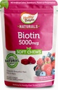 Saudável Delights Naturals, Biotin macio mastiga, Suporta cabelos lustrosos, Pele brilhante & unhas fortes, Delicious Wild Berry Flavor, 30 Conde