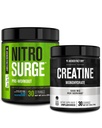Fábrica Jacked NITROSURGE Pre Treino Suplemento (Azul framboesa) Creatina Monohidrato em pó 150g para o crescimento muscular, aumento de força, energia melhorada