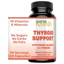 NUTRIÇÃO SHIFAA Suporte de tiroide Halal 30 Servings □ Suplemento de alívio não-GMO w/ B12, iodo, selênio, L-Tirosina □ Suporta energia, metabolismo, foco, clareza, equilíbrio de cortisol