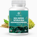 Sea Moss com espirulina e Ashwagandha Blend Cápsulas, Mood, Immune Support & Stress Relief, Micro Ingredientes & Antioxidantes Fonte — Não-GMO, Vegan Superfood Supplement, 90 Contagem