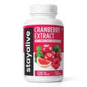 STAY ALIVE Pills Cranberry para Mulheres e Homens 1000mg com D-mannose, Hibiscus e Extrato de Sementes de Toranja, 120 Conde, D-mannose Suplemento de Cranberry, Vegan, Não-GMO e cápsulas de pó sem glúten