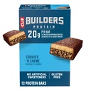 CLIF Builders Protein Bars - Cookies 'n Cream Flavor - 20g Proteína Baseada em Planta - Gluten Free - Non-GMO - Low Glicemia - No Artificial Sweeteners - 2.4 oz. (12 Pack)