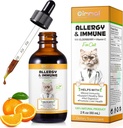 Alergia Relief Drops para gatos, Alergia de gato Imune Imune Tratamento para alergias sazonais & Digestivo, saudável fígado e sistema imunológico, Suplemento de ervas de gato com vitamina C, sabor de frango - 60ml/2fl.oz