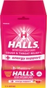 Alívio HALLS + Suporte Energético, Gotas de Limonada de Morango, 12 Sacos de 25 Gotas (300 Gotas Total)