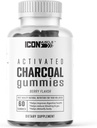 Gummies de carvão vegetal Ativado carvão natural desintoxicação , Alivia gás e bloat , Vegan , 60 Contagem