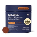 PetLab Co. Alergia & Imune Probióticos Diários para Cães. Suporta Produção de Levedura, Alergias Sazonais, Coceira Intermitente, Gut & Saúde Digestiva - 30 Mastigações para Cães Pequenos - Embalagem Vary Maio