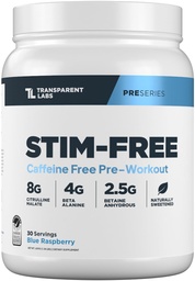 Laboratório Transparente Stim-free Pré-treino - Cafeína e Stim Free Pré-treino em pó para homens e mulheres com Beta Alanine Pó, Citrulina Malate, & elevATP - 30 Servings, Framboesa Azul