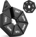 Gelibo, Organizador semanal de pílulas, 2 pacote portátil de viagem caixa dispensador de medicamentos caso 6 cores (sete dias) Nova edição para Vitamina / óleo de peixe / pílulas / suplementos de artrite amigável (preto)