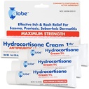 Globo (3 pacote de hidrocortisona creme de força máxima 1%, creme anti-Itch para vermelhidão, inchação, coceira, erupção cutânea, mordidas de inseto / mosquito, Eczema, hemorróidas e mais