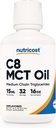Óleo de nutricosto C8 MCT 16oz - Keto, Paleo, Não-GMO