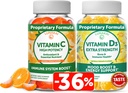 Pacote de pastilhas de vitamina C e vitamina D3 Lunakai - 300mg Orgânica, Não-GMO, Gummy mastigável Vegan - Imunidade, osso e humor Suplemento de suporte para adultos