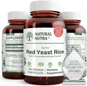 Extrato de arroz de fermento vermelho natural Nutra, suporte cardiovascular, ajuda a melhorar a imunidade, ajuda a manter as gorduras do corpo e saúde do coração, melhorar a digestão, suplementos sem glúten, 600 mg 60 cápsulas (3 pacote)