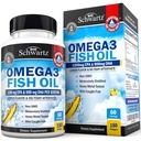 Triplo Força Omega 3 Fish Oil Supplement - 2250mg EPA DHA Omega 3 Fatty Acids de Fresh Wild Caught Fish, Burpless Lemon Flavor Formula suporta saúde ocular e mais, sem glúten, 180 Softgels