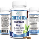 Extrato de Chá Verde 98% - 3X Dosagem, 75% Catequinas de Polifenol, 45% EGCG, Super Antioxidante - 60 Cápsulas