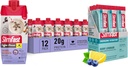 Pacote SlimFast: Eletrólitos de jejum intermitente, Mistura de bebida em pó de energia, Cafeína de Fontes Naturais- Limonada de Berry (12 Count) + alta proteína Replacement Shake, Caramel Macchiato, 12 Pack