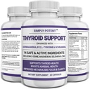Suporte Thyroid simplesmente potente e suporte adrenal Suplemento 2-em-1 Fórmula natural com iodo e Ashwagandha para energia, metabolismo, foco para mulheres e homens, 60 Caps
