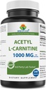 Brieofood Acetyl L-Carnitina 1000 mg Por Serviço- 240 Cápsulas. Sem glúten, sem OGM.