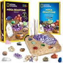 GEOGRAFIC GEOGRAFIC Mega Gemstone Dig Kit – desenterrar 15 Gemstones reais e cristais, Kit de ciência para crianças, Kit de escavação de gema, Presente para meninas e meninos, Kit de mineração, Coleção de rocha