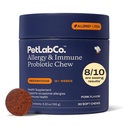 PetLab Co. Alergia & Imune Probióticos diários para cães. Suporta Produção de Levedura, Alergias Sazonais, Coceira Intermitente, Gut & Saúde Digestiva para cães de tamanho médio, Embalagem Maio Vary