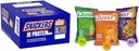SNICKERS Oi Protein Amendoim caixa de massa da barra de amendoim, Quest Tortilla Chips de proteína Variety Pack
