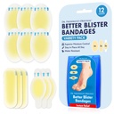 Bandagens de Melhor Blister Original do Dr. Frederick - 12ct - Resistente à Água - 40% Mais Almofada - Bandagens de Hidrocolóide para Pé, Dedo do pé, & Salto - Almofadas de Blister para Prevenção e Recuperação - Pacote Variety