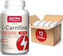 Jarrow Fórmulas L-Carnitina 500 mg, Suplemento dietético, Suporte para Produção de Energia Celular, 50 Cápsulas Veggie, Fornecimento diário de 50 dias (Pacote de 12)