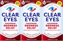 Olhos claros máxima vermelhidão Olho alívio colírio gotas, 0,5 Fl Oz, pacote de 3
