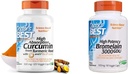 Médico BEST DRB-00107 Curcumina de alta absorção da raiz cúrmica com C3 Complexo & BioPerine 500mg & 3000 GDU Bromelain Proteolítico Enzimas Digestivas Suplementos, Suporta Digestão Saudável