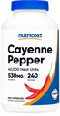 Nutricost Cayenne Pepper 530mg, 240 Cápsulas - 40.000 unidades de calor, sem glúten, sem OGM