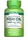 Nature's Truth Triple Strength Fish Oil Softgels 1400 mg Contagem 60 Ativo Omega 3 Não-GMO e Suplemento sem glúten