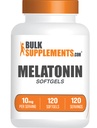 BulkSuplements.com Melatonina 10 mg Softgels - Melatonina para Adultos, Suplemento de Sono - 10mg Melatonina por Serviço, Sem Glúten, 1 Softgel por Serviço, 120 Count (Pack of 1)