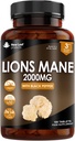 Novos produtos de folha Lions Mane Mushroom Extract Suplemento 2000mg - 180 Tablets Vegan de alta resistência com pimenta preta - (Não em pó ou cápsulas) Made in the UK