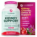 PurePremium Kidney Support Supplement – Rim Cleanse Detox e reparo com extrato de cranberry & Astragalus - 21-in-1 Complexo Suporta Bladder Normal, Trato urinário & Rim Saúde - 120 Dia Fornecimento