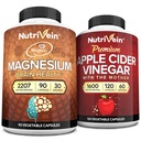 Nutrivein Premium Apple Cider Vinagre Cápsulas & Magnésio L-Threonate Bundle: Suplemento de Magnésio de Alta Absorção e Suplementos de Vinagre de Apple Cider para Cérebro, Gut e Bem-Estar Geral