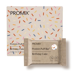 ProMix Nutrition Protein Puff Bares - Bolo de aniversário - Marshmallow Crispy Treat - Grande degustação e saudável no lanche - alta proteína e baixa calorias - livre de glúten, soja, & milho - 12 Bares